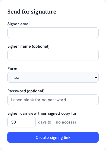 GetSecureForms product screenshot: A link for each signer